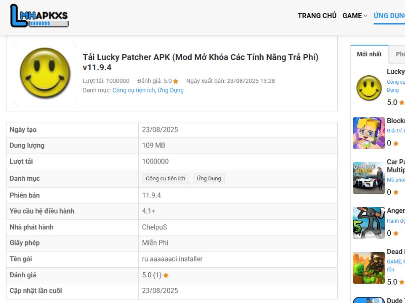 Hướng Dẫn Tải Lucky Patcher APK Tại LMHAPKSX
