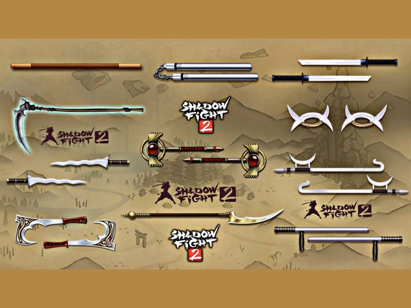 Tải Shadow Fight 2 Hack (Vô Hạn Tiền, Mở Khóa) v2.41.6 Hệ thống vũ khí trong Shadow Fight 2 Hack