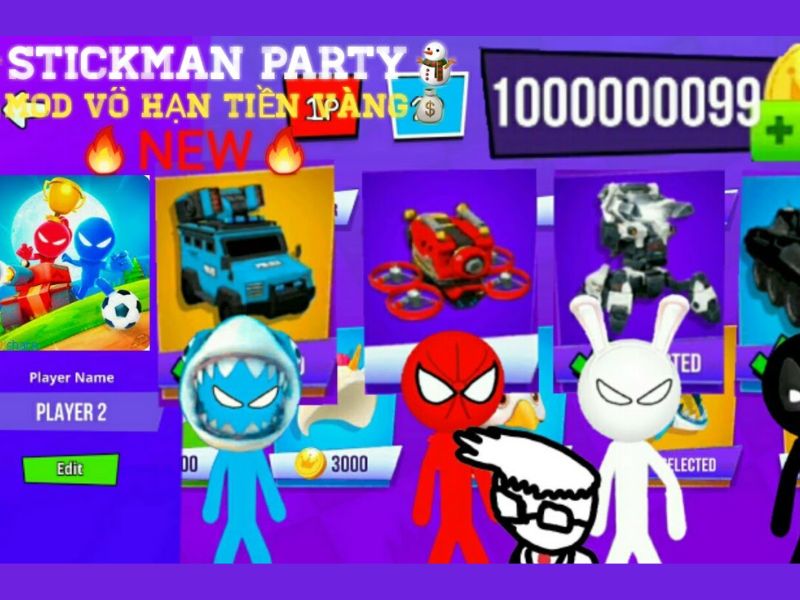 Tải Stickman Party Hack (Vô Hạn Tiền) v2.4.9.1 Miễn Phí Vô hạn tiền trong Stickman Party Hack