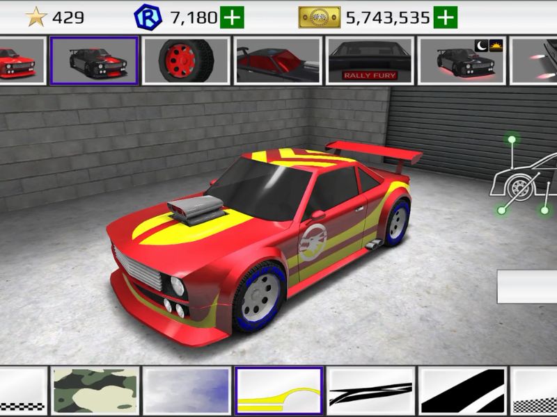 Nâng cấp xe và tậu xe mới trong Rally Fury 
