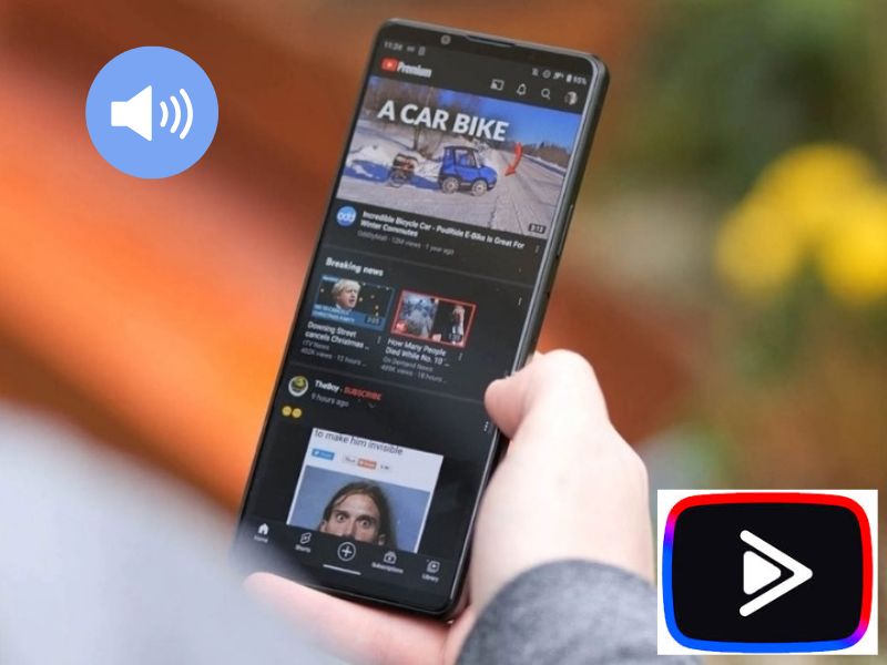 Vuốt nhẹ để điều chỉnh âm lượng trong youtube vanced apk