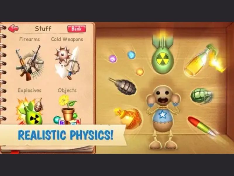 Full Vũ Khí, Đạo Cụ Và Tiền với Kick The Buddy Hack APK