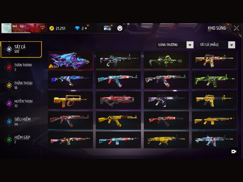 Tải Mod Free Fire Max (Tăng Độ Chính Xác, Xuyên Tường) v 2.118.1 Đa dạng vũ khí trong Free Fire Max