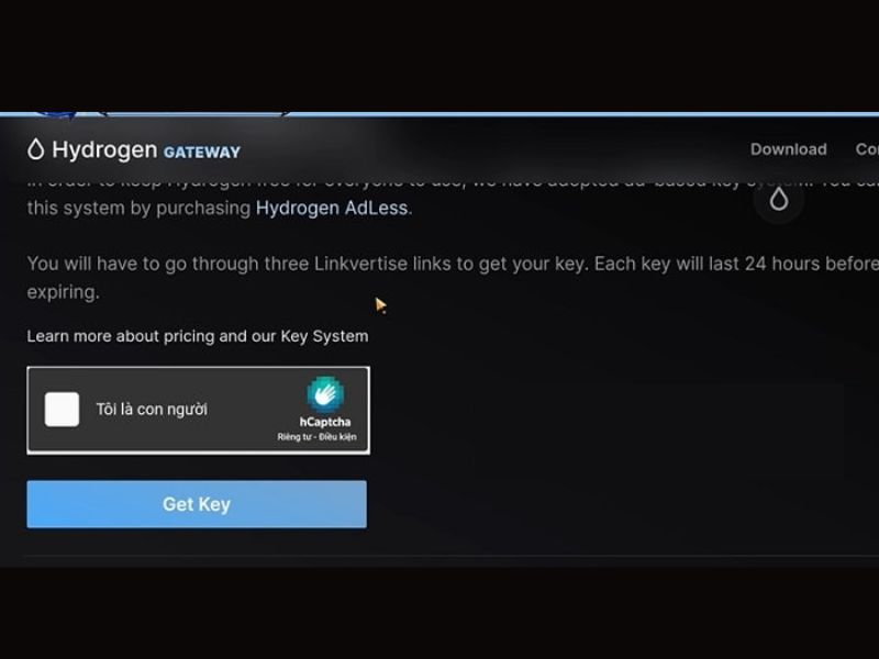 Tải Hydrogen Roblox v1.2.2 Mới Nhất Miễn Phí Cho AndRoid Thực hiện Get Key theo yêu cầu