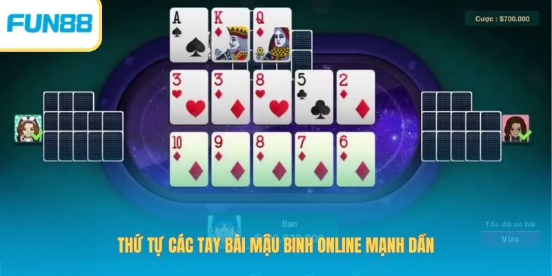 Thứ tự các tay bài Mậu Binh online mạnh dần