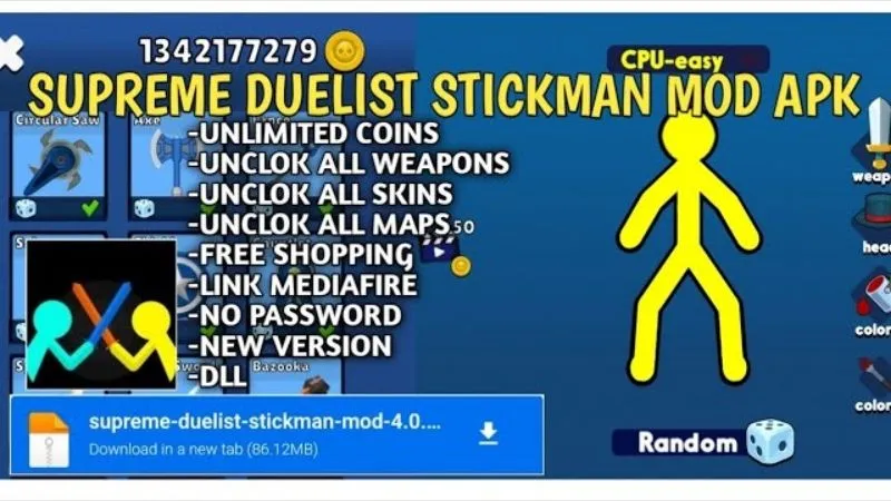 Đặc Điểm Của Phiên Bản Hack Supreme Duelist Stickman Mod APK